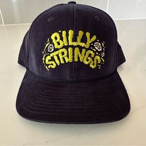 Billy Strings merchandise. Blue. Corduroy embroidery. Snapback trucker hat